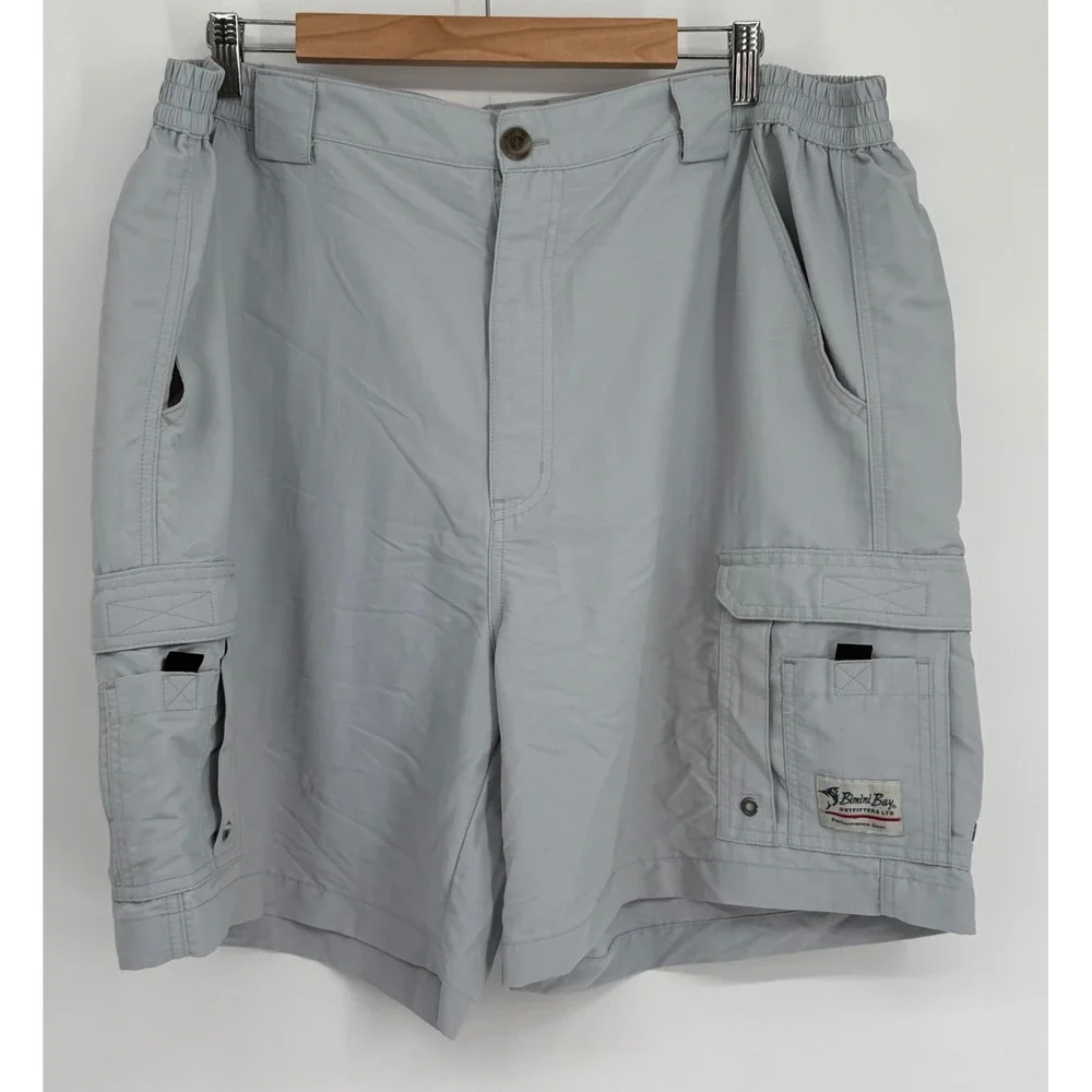 Bimini Bay Outfitters Mens Gray Nylon Performance‎ Cargo Fishing Shorts Sz 42